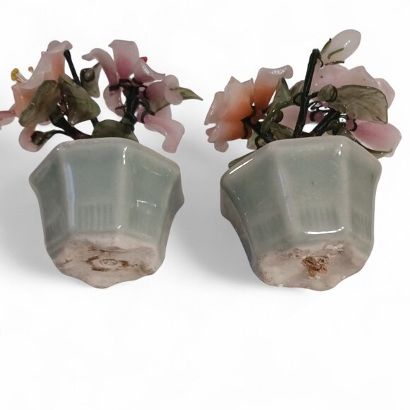 🌸Vintage Chinoiserie Glass Flower Bonsai Set (2)🌸 - Picture 7 of 16